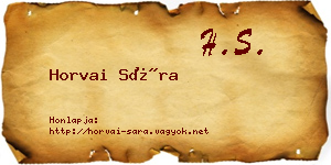Horvai Sára névjegykártya